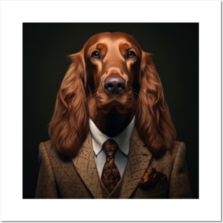 Irish Setter Dog in Suit Posters and Art